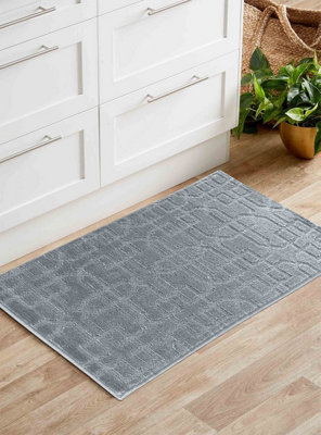 Ivy Washable Cubed Trellis Design Anti Slip Doormats Silver 60x110 cm