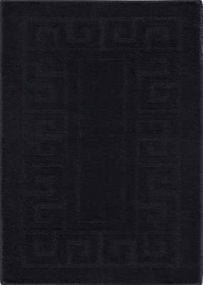 Ivy Washable Greek Key Design Anti Slip Doormats Black 120x160 cm
