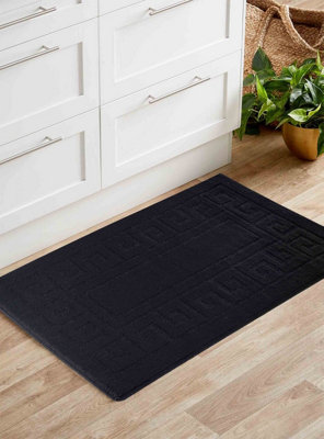 Ivy Washable Greek Key Design Anti Slip Doormats Black 40x60 cm