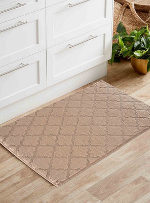 Ivy Washable Trellis Design Anti Slip Doormats Beige 60x110 cm