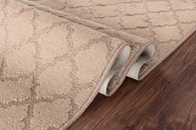 Ivy Washable Trellis Design Anti Slip Doormats Beige 60x220 cm