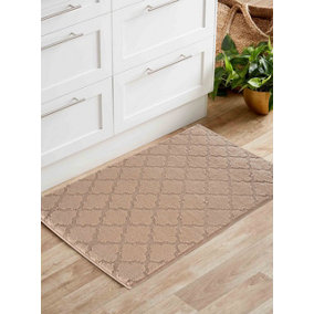 Ivy Washable Trellis Design Anti Slip Doormats Beige 80x150 cm