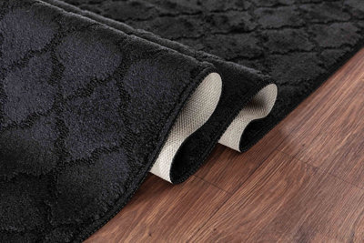 Ivy Washable Trellis Design Anti Slip Doormats Black 40x60 cm