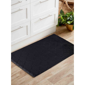 Ivy Washable Trellis Design Anti Slip Doormats Black 50x80 cm