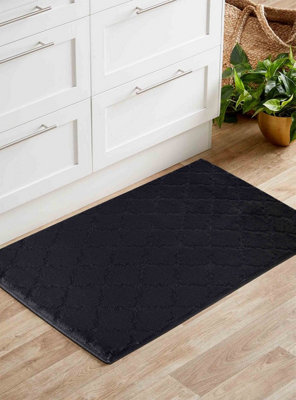 Ivy Washable Trellis Design Anti Slip Doormats Black 60x110 cm