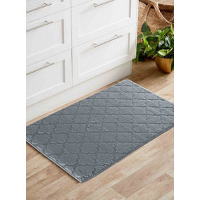 Ivy Washable Trellis Design Anti Slip Doormats Dark Grey 120x160 cm