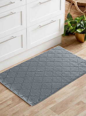 Ivy Washable Trellis Design Anti Slip Doormats Dark Grey 50x80 cm