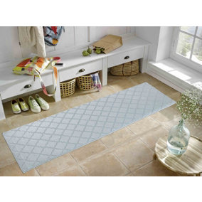 Ivy Washable Trellis Design Anti Slip Doormats Silver 60x220 cm