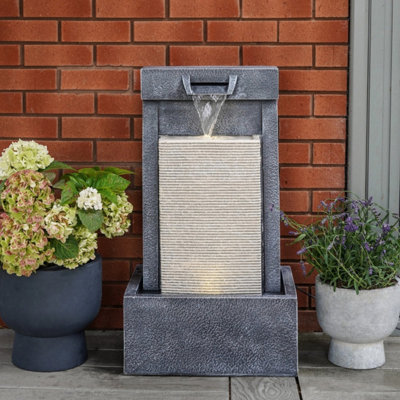 IvyLine Outdoor Contemporary Grey Cube Waterfeature (24213)