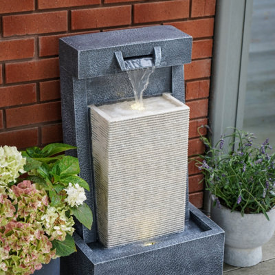 IvyLine Outdoor Contemporary Grey Cube Waterfeature (24213)