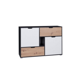 Iwa 02 Sideboard Cabinet - Elegant Storage Solution in Graphite, White & Artisan Oak - W1320mm x H900mm x D400mm
