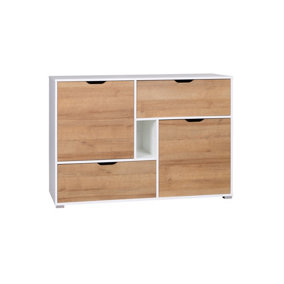 Iwa 02 Sideboard Cabinet - Elegant Storage Solution in White Matt & Golden Oak - W1320mm x H900mm x D400mm