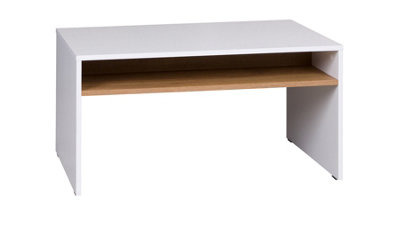 Iwa 05 Coffee Table in White Matt & Golden Oak - Chic Table with Underneath Shelf - W900mm x H455mm x D600mm