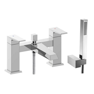 Izmir Polished Chrome Deck-mounted Bath Shower Mixer Tap with Handset