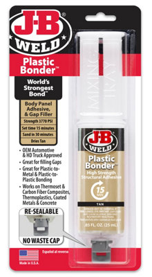 J-B Weld Plastic Bonder Syringe Tan 25ml