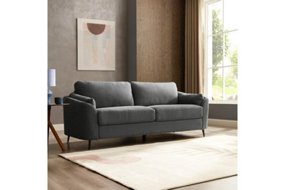 Jack 3 Seater Sofa With Metal Legs, Dark Grey Boucle Fabric