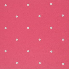 Jack N' Rose Pink White Polka Dot Fabric Effect Paste The Wall Wallpaper