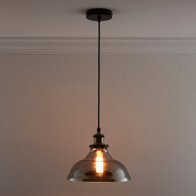 Jack One Light Hanging Smokey Glass Ceiling Pendant with Filament Bulb