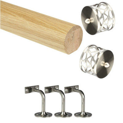 Jackson Woodturners Oak Mopstick with Brushed Nickel Filigree End Caps ...
