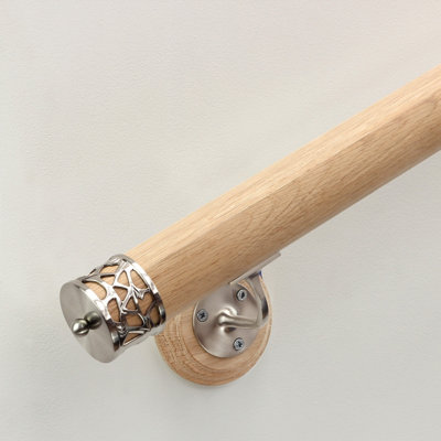 Jackson Woodturners Oak Mopstick with Brushed Nickel Filigree End Caps ...
