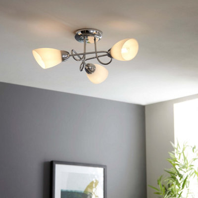 Jaco 3 Light Polished Chrome Semi Flush Ceiling Light