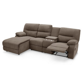 Jacob 3 Seater Manual Recliner Sofa With Left Hand Chaise, Brown Linen