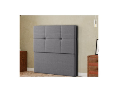 Jacob Headboard Floor Standing  Matching Buttons King Linen Grey