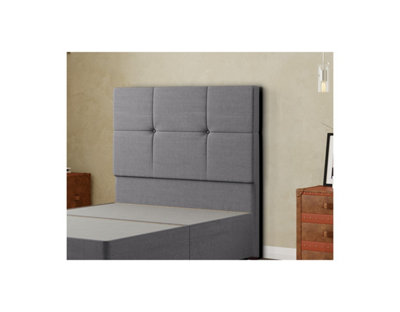 Jacob Headboard Floor Standing  Matching Buttons King Linen Grey