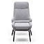 JACOBSEN OCCASIONAL FABRIC LOUNGE BEDROOM MODERN METAL LEGS ACCENT CHAIR WITH FOOTSTOOL (Grey)