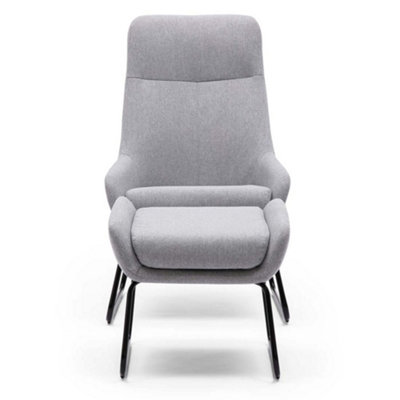 Jacobsen Occasional Fabric Lounge Bedroom Modern Metal Legs Accent Chair With Footstool (Grey)