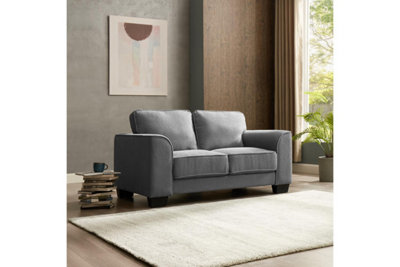 Jada 2 Seater Sofa, Dark Grey Boucle Fabric