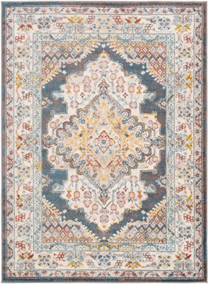 vintage rug, 213 ラグ 北欧 ブルー