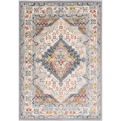 JADE Vintage Traditional Oriental Boho Grey Area Rug 140 x 200 cm