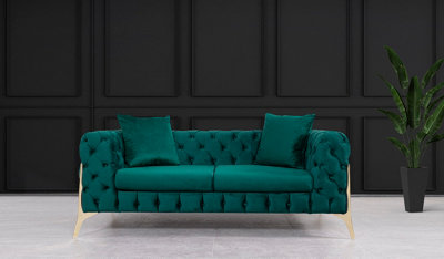 Velvet chesterfield deals style sofa