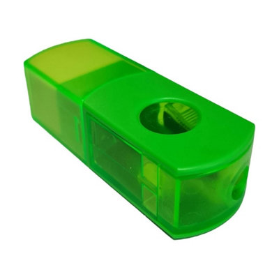 Jakar 2-in-1 Neon Pencil Sharpener & Eraser Set 5 Colours Yellow Pink ...