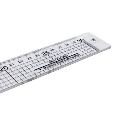 Jakar Acrylic Ruler 30cm with Stainless Steel Edge Clear Durable cm/mm ...