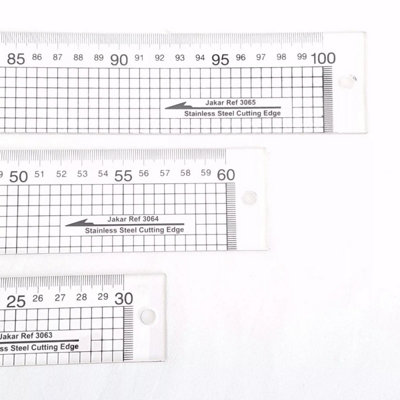 Jakar Acrylic Ruler Set 30cm 60cm 100cm with Stainless Steel Edge Clear ...