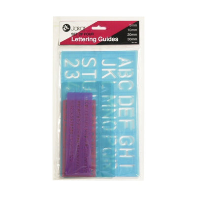 Jakar Pack of 4 Lettering Stencils 5mm-30mm Colour-Coded Plastic ...