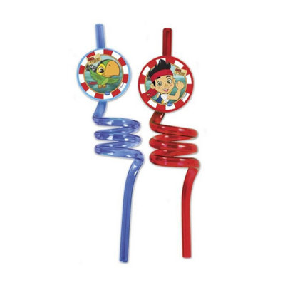Jake And The Never Land Pirates Swirl Straw (Pack of 2) Blue/Red/White (One Size)