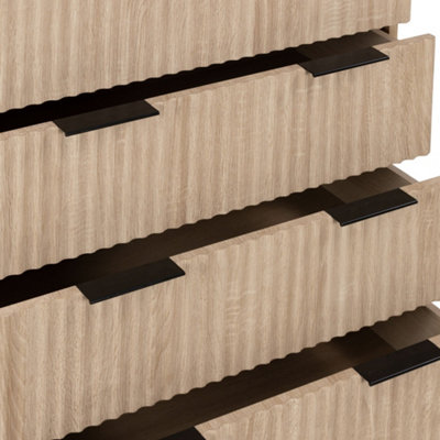 Jakob Oak 4 Drawer Grooved Chest of Drawers - By Roseland Furniture