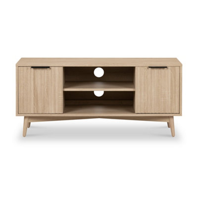 Jakob Oak Small 110cm Grooved TV Unit - By Roseland Furniture