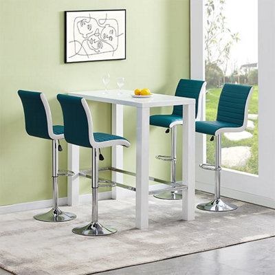 Jam High Gloss Bar Table Rectangular Glass Top In Grey