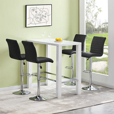 Jam High Gloss Bar Table Rectangular Glass Top In Grey