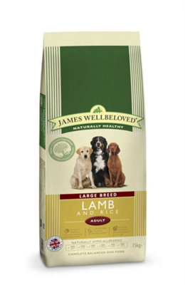 James Wellbeloved Adult Dog Food Large Breed Lamb & Rice Kibble 15kg