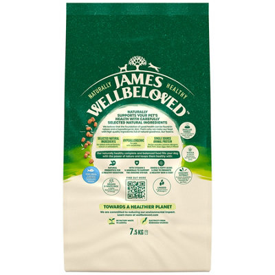 James Wellbeloved Adult Dog Small Breed Fish & Rice Kibble 7.5kg