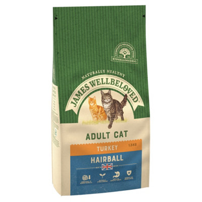 James Wellbeloved Adult Hairball Turkey & Rice Cat Food 1.5kg