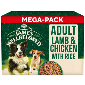 James Wellbeloved Adult Lamb  Chicken & Rice in Gravy Pouch 48 x 90g