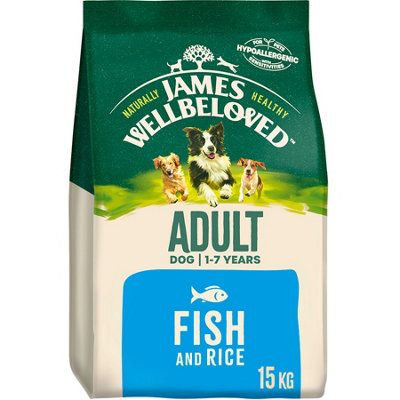 James Wellbeloved Adult Maintenance Dog Food Fish & Rice Kibble 15kg