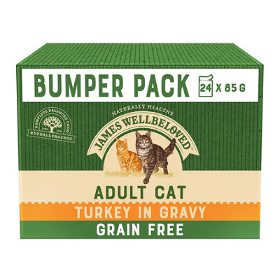 James Wellbeloved Bumper Pack Adult Cat GF Pouches Turkey In Gravy 48 x 85g