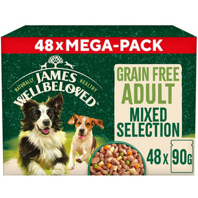 James Wellbeloved Grain Free Adult Wet Dog Food Variety Pack Pouch 48 x 90g DIY at B Q